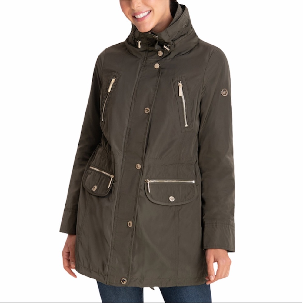 MICHAEL KORS Hooded Anorak Raincoat army green